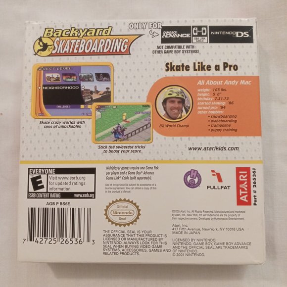 Used Gamboy Advance Backyard Skateboarding game - Andy Mac - Picture 2 of 5